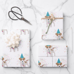 Hunde Partying - Tiere Welpen mit Party Geschenkpapier Set