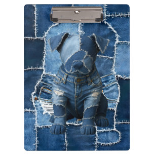Hunde-Patchwork-Kunst-Denim Klemmbrett
