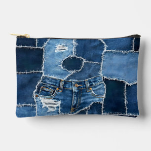 Hunde-Patchwork-Kunst-Denim Zubehörtasche