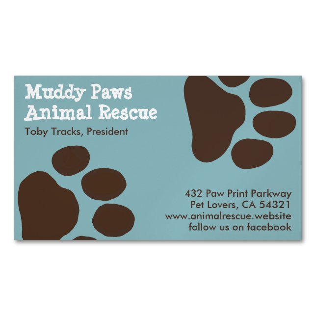 Hunde-Paw-Prints - Haustierdienste Magnetische Visitenkarte (Vorderseite)