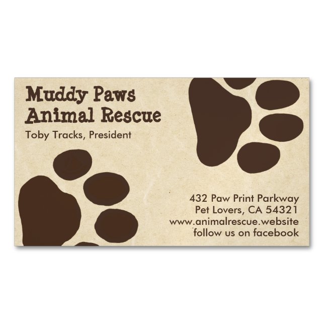 Hunde-Paw-Prints - Haustierdienste Magnetische Visitenkarte (Vorderseite)