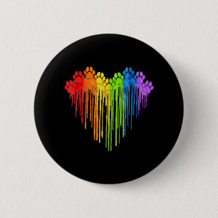 Hunde Paws Rainbow Heart Hund Lover Gay Pride LGBT Button