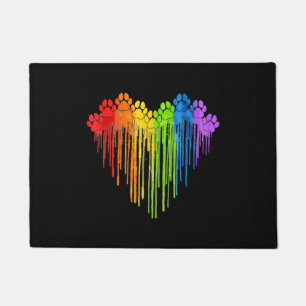 Hunde Paws Rainbow Heart Hund Lover Gay Pride LGBT Fußmatte