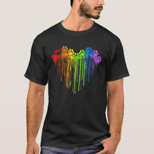 Hunde Paws Rainbow Heart Hund Lover Gay Pride LGBT T-Shirt