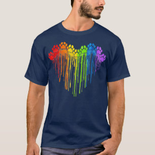 Hunde Paws Rainbow Heart Hund Lover Gay Pride LGBT T-Shirt