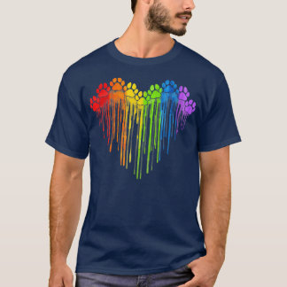 Hunde Paws Rainbow Heart Hund Lover Gay Pride LGBT T-Shirt