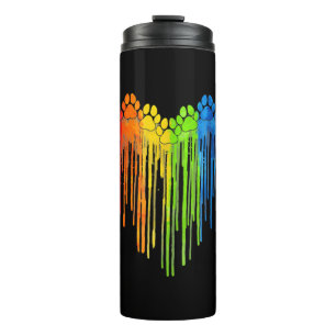 Hunde Paws Rainbow Heart Hund Lover Gay Pride LGBT Thermosbecher