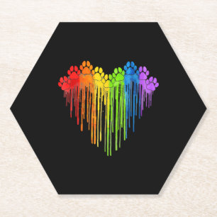 Hunde Paws Rainbow Heart Hund Lover Gay Pride LGBT Untersetzer