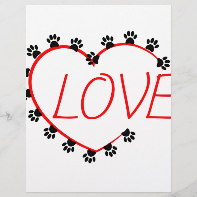 Hunde Paws Rotes Herz Liebe (Vorderseite)