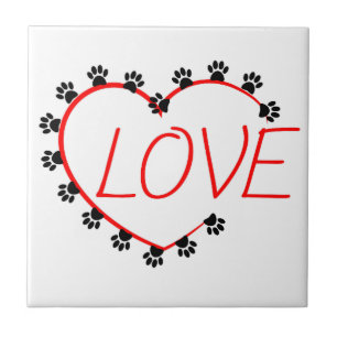 Hunde Paws Rotes Herz Liebe Fliese
