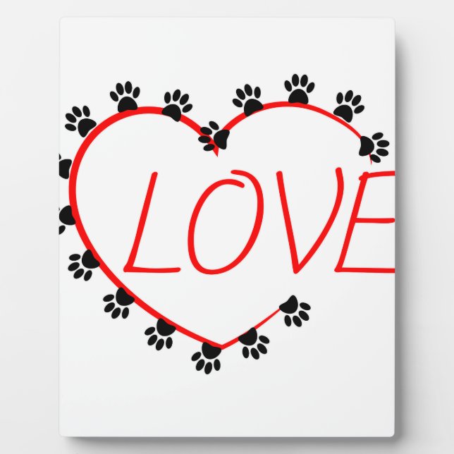 Hunde Paws Rotes Herz Liebe Fotoplatte (Vorderseite)