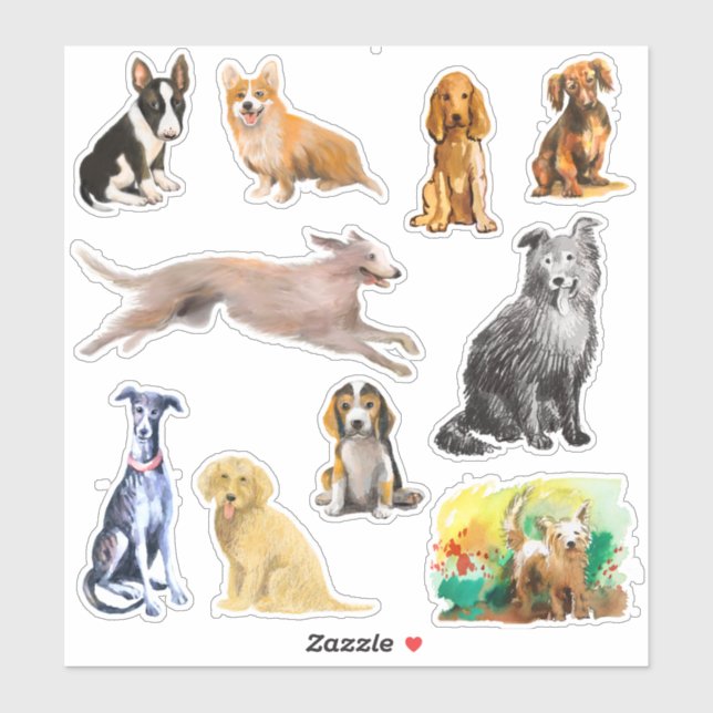 Hunde, Peitsche, Beagle Welpen, Cocker spaniel Aufkleber (Blatt)