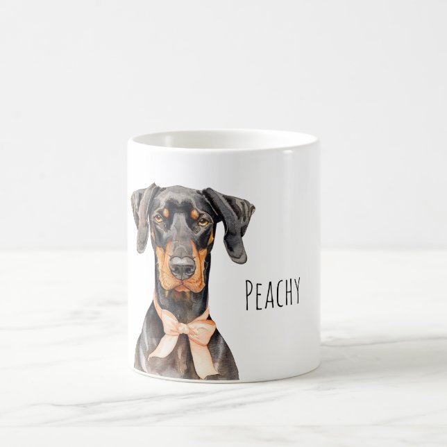 Hunde-Pfirsich-Schleife Kaffeetasse (Mittel)
