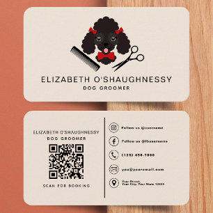 Hunde-Pflege-Black Poodle QR-Code Visitenkarte