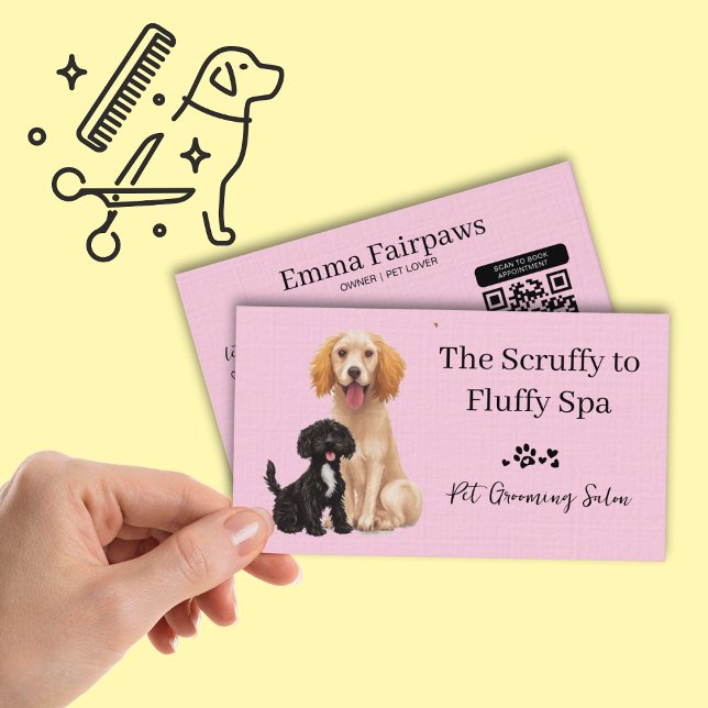 Hunde-Pflegekarte mit QR-Code Visitenkarte (Pet Grooming, Pet Spa business card)