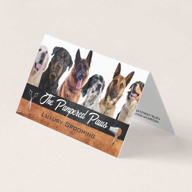 Hunde | Pflegewerkzeuge Visitenkarten (Vorderseite)