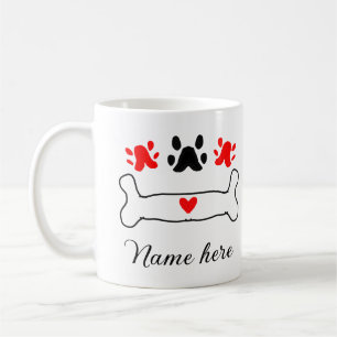 Hunde Pfote rotes Herz Haustier hinzufügen Namen T Kaffeetasse