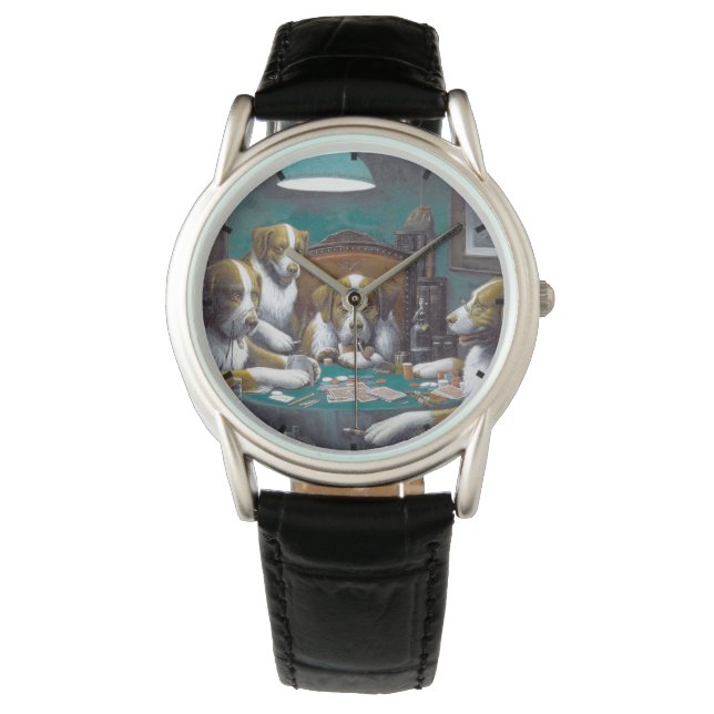 Hunde Poker Cassius Marcellus Coolidge 1894 Armbanduhr (Vorderseite)