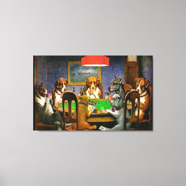 Hunde Poker Mauer Kunst Leinwanddruck (Vorderseite)