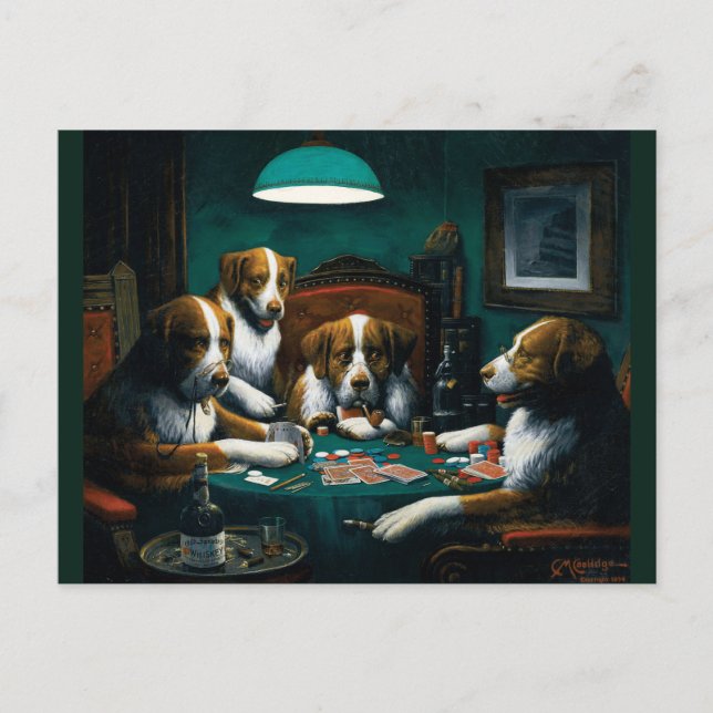 Hunde-Poker Postkarte (Vorderseite)