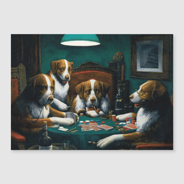 Hunde-Poker-Spiel Magnetkarte (Vorderseite)
