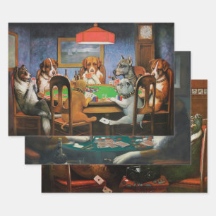 Hunde Poker von C.M. Coolidge Geschenkpapier Set