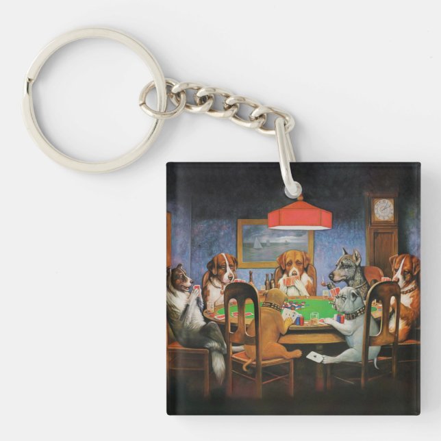 Hunde Poker von C.M. Coolidge Schlüsselanhänger (Vorderseite)