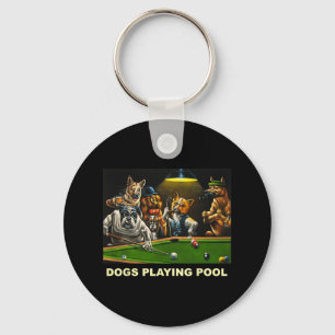 Hunde Poolbillard Kunst, Dichtung und Musik Puppie Schlüsselanhänger