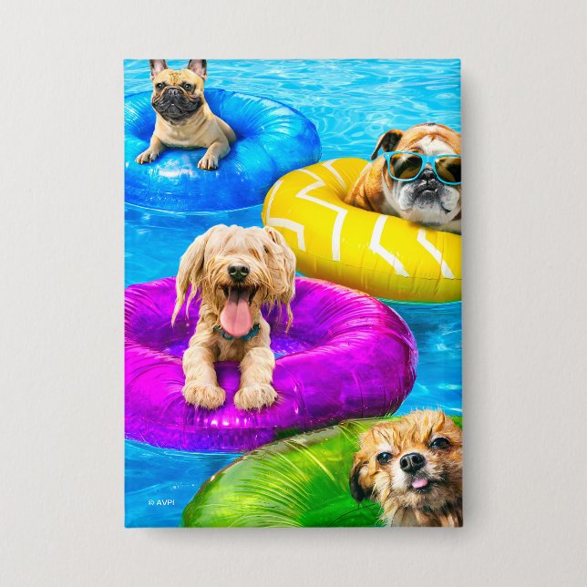 Hunde-Poolparty Button (Vorderseite)