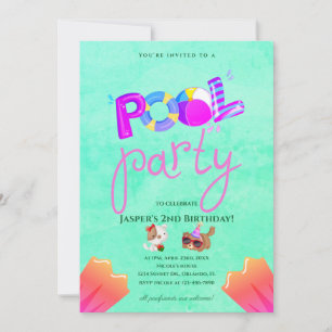 Hunde-Poolparty-Geburtstagseinladung Einladung