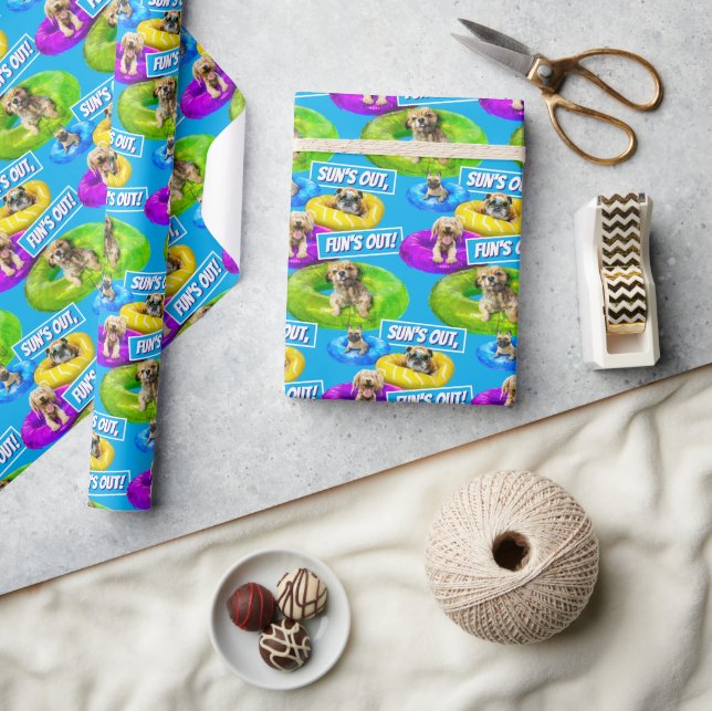 Hunde-Poolparty Geschenkpapier (Kunsthandwerk)