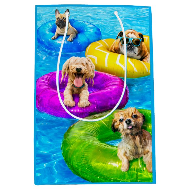 Hunde-Poolparty Mittlere Geschenktüte (Vorderseite)