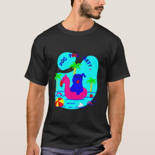 Hunde-Poolparty Palmen Flamingo Sommer lustig wh T-Shirt