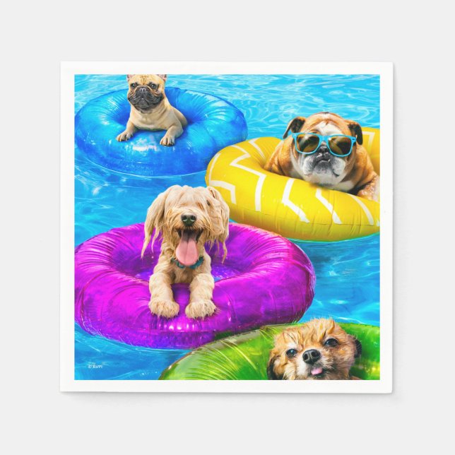 Hunde-Poolparty Serviette (Vorderseite)