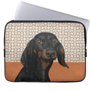 Hunde-Portrait-Liebhaber der Schwarzen Dackel Laptopschutzhülle