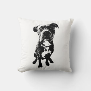 Hunde-Pose-Kissen – Sitzender Hund im Tintenstil Kissen