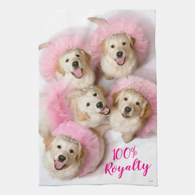 Hunde Prinzessin in Tiaras Geschirrtuch (Vertikal)