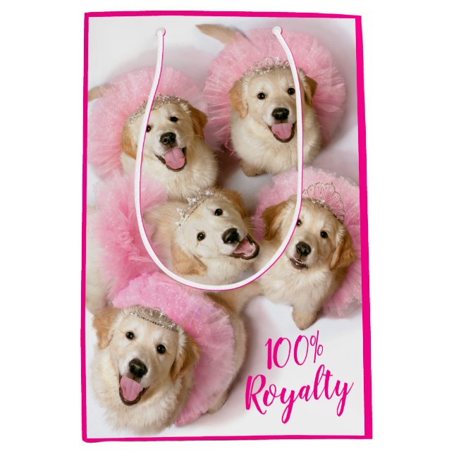 Hunde Prinzessin in Tiaras Mittlere Geschenktüte (Vorderseite)