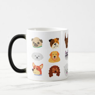 Hunde-Rassen-Muster-Kaffeetasse in bunten Farben s Verwandlungstasse