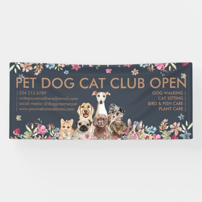 Hunde Rassen Niedliche Welpen Handgezogen Banner (Horizontal)