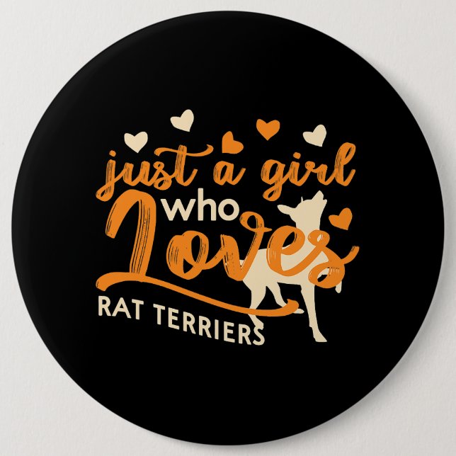 Hunde Rat Terrier Nur ein Mädchen, das Rat Terrier Button (Vorderseite)