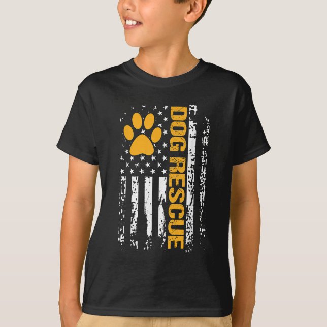 Hunde Rettung American Flag Hundeschalter Adoption T-Shirt (Vorderseite)