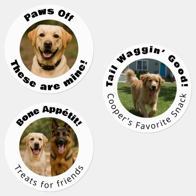 Hunde Runde Foto Leckereien Etiketten (Gruppe)