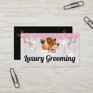 Hunde   Salon Scissors   Glitzer Sparkle Visitenkarte