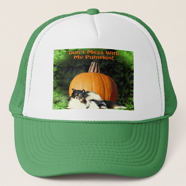 Hunde schützen großen Pumpkin Truckerkappe (Vorderseite)