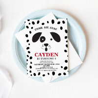 Hunde schwarz-weiße Stelle Geburtstag Einladung