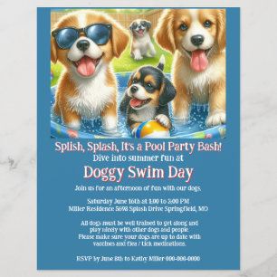 Hunde-Schwimmtag-Poolparty-Einladungsflyer Flyer