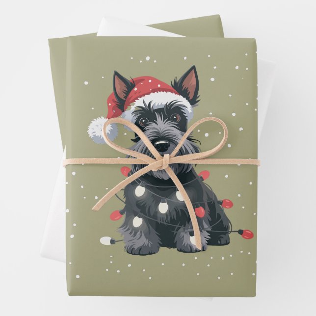Hunde Scottie Scottish Terrier Christmas Dog Mama Geschenkpapier Set (Beispiel)