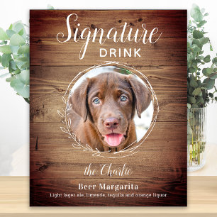 Hunde-Signatur-Drinks Haustier-Foto Rustikale Hoch Poster