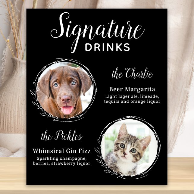 Hunde-Signatur Drinks Schwarze Begleiter Hochzeit  Poster (Von Creator hochgeladen)
